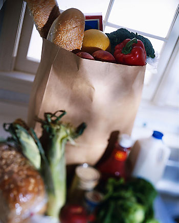 Grocery bag with food