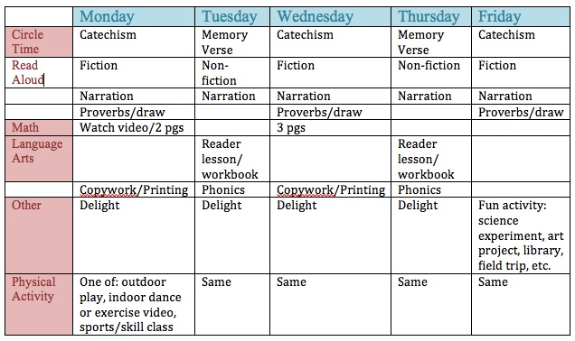 Homeschool fall schedule