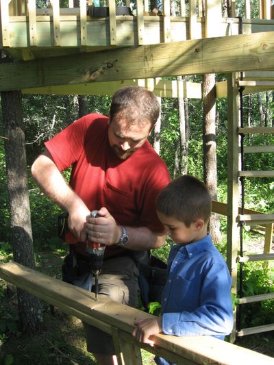 Ken and Jonathan building